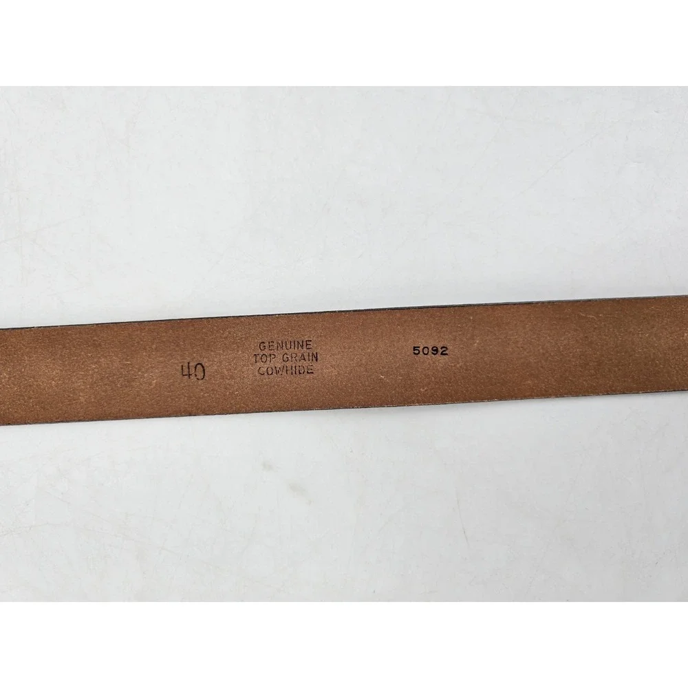 NEW VTG Brown U.S.A Belt Genuine Top Grain Cowhide Leather‎ - Gold Sz 40 - 5092